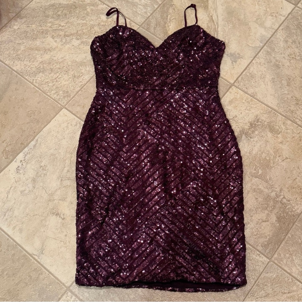 Charlotte Russe Purple Sequin Bodycon Mini Dress
